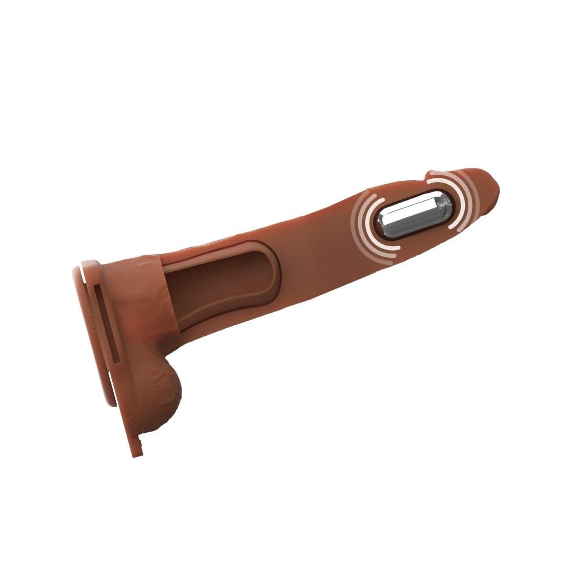 Fantasy X-Tensions Strap On Dildo & Harness Fantasy X Hollow Strap On Dildo - vibrating dildo, dual density silicone - 8" Tan