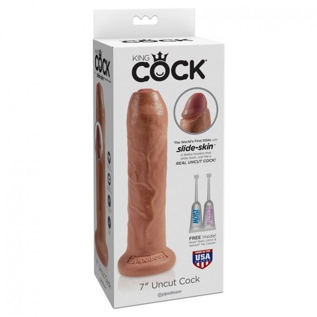 King Cock Realistic Dildos King Cock 7" Uncut Realistic Dildo | Movable Foreskin Suction Cup Tan