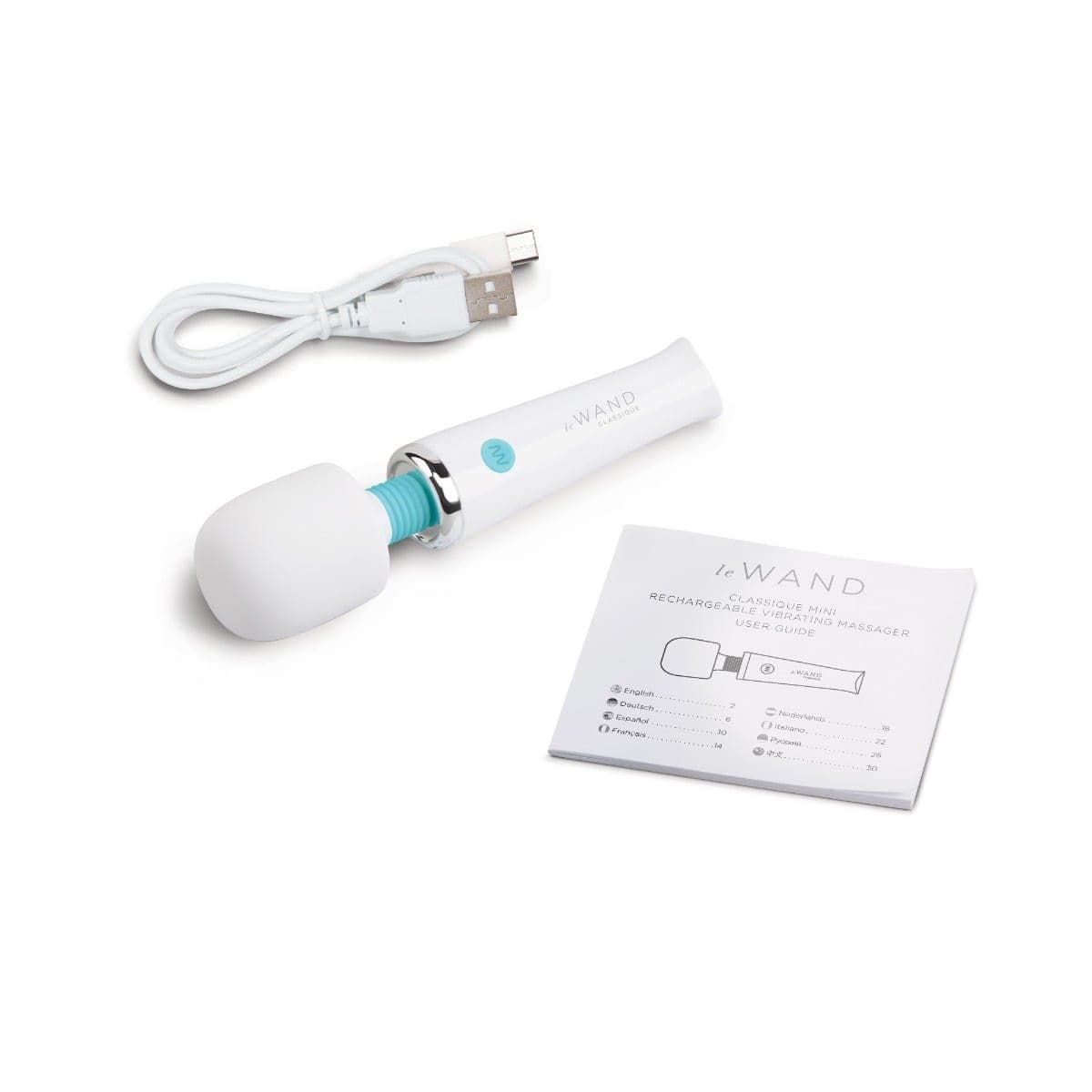 Le Wand Wand Vibrators Le Wand Classique Mini Vibrating Wand Massager White - Multiple Vibration