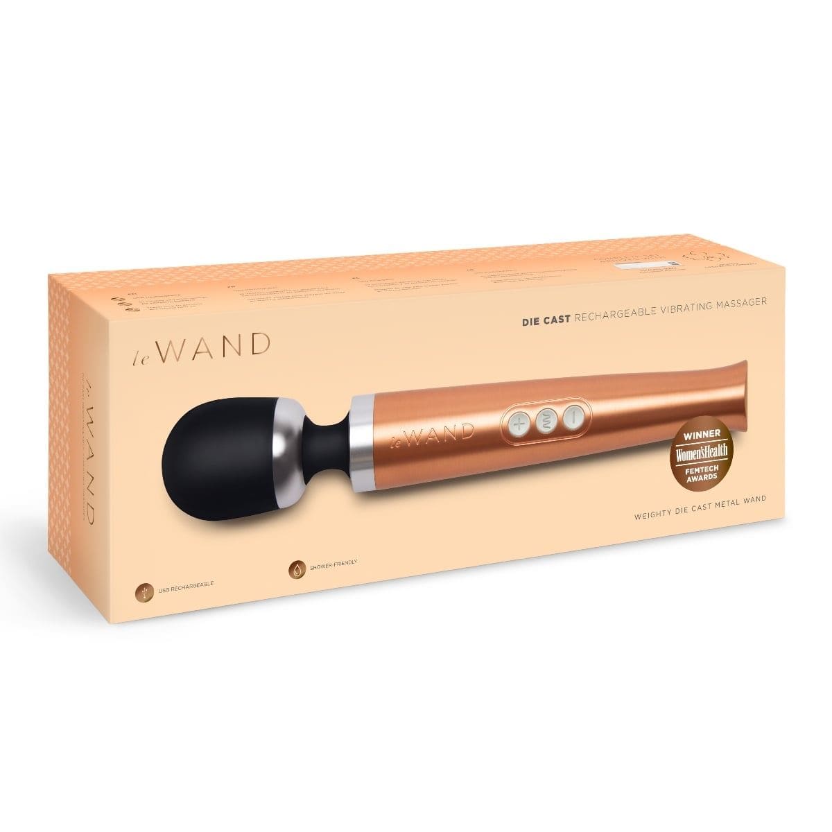 Le Wand Wand Vibrators Le Wand Diecast Rechargeable Massager Rose Gold - Multiple Vibration Modes, USB