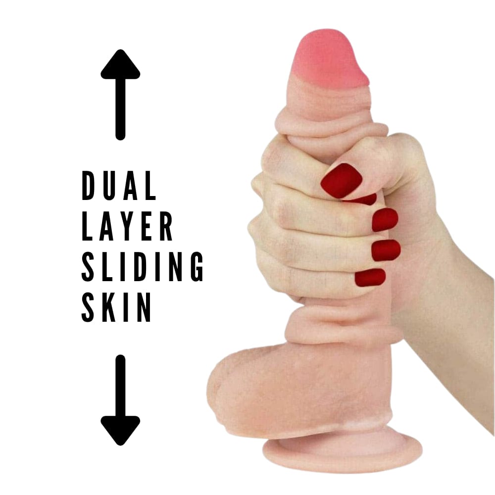 LoveToy Realistic Dildos LoveToy Strap On Sliding Skin Dual Layer Premium 7 Inches