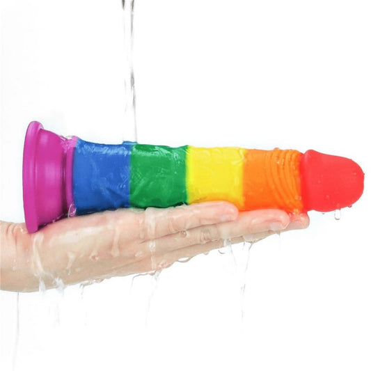 LoveToy Realistic Dildos Pride Rainbow Strap On Dildo Sex Toy 7 Inches Premium Silicone