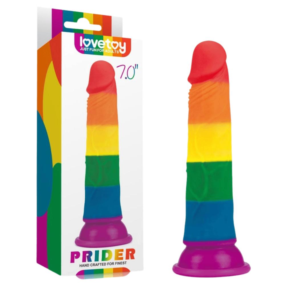 LoveToy Realistic Dildos Pride Rainbow Strap On Dildo Sex Toy 7 Inches Premium Silicone