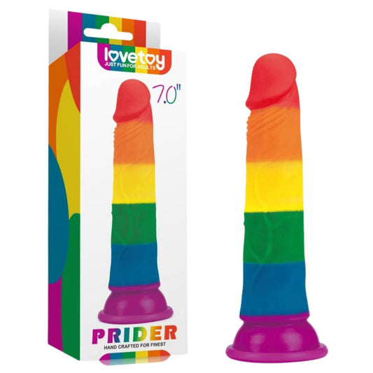 LoveToy Realistic Dildos Pride Rainbow Strap On Dildo Sex Toy 7 Inches Premium Silicone