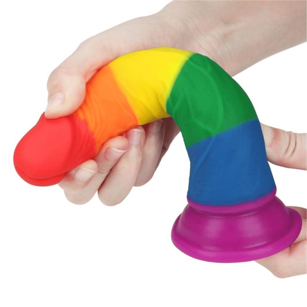 LoveToy Realistic Dildos Pride Rainbow Strap On Dildo Sex Toy 7 Inches Premium Silicone