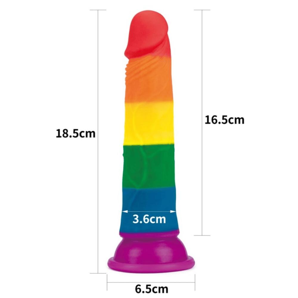 LoveToy Realistic Dildos Pride Rainbow Strap On Dildo Sex Toy 7 Inches Premium Silicone
