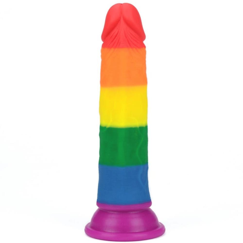 LoveToy Realistic Dildos Pride Rainbow Strap On Dildo Sex Toy 7 Inches Premium Silicone