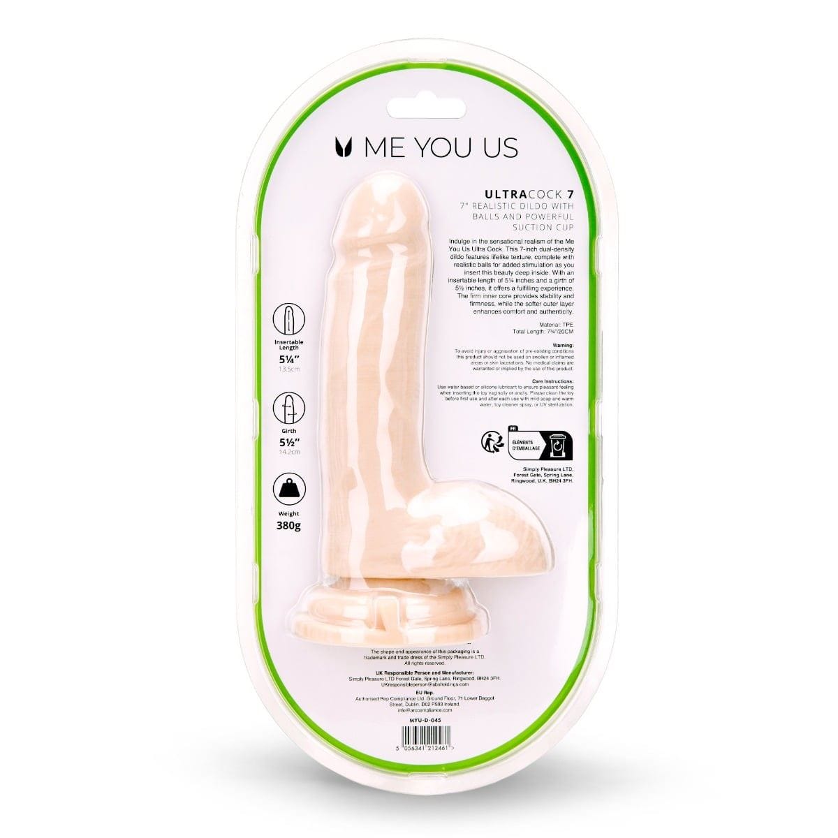 Me You Us Realistic Dildos Me You Us Ultra Cock Dual Density Dildo With Balls 7 Inch - 7 inch, Realistic