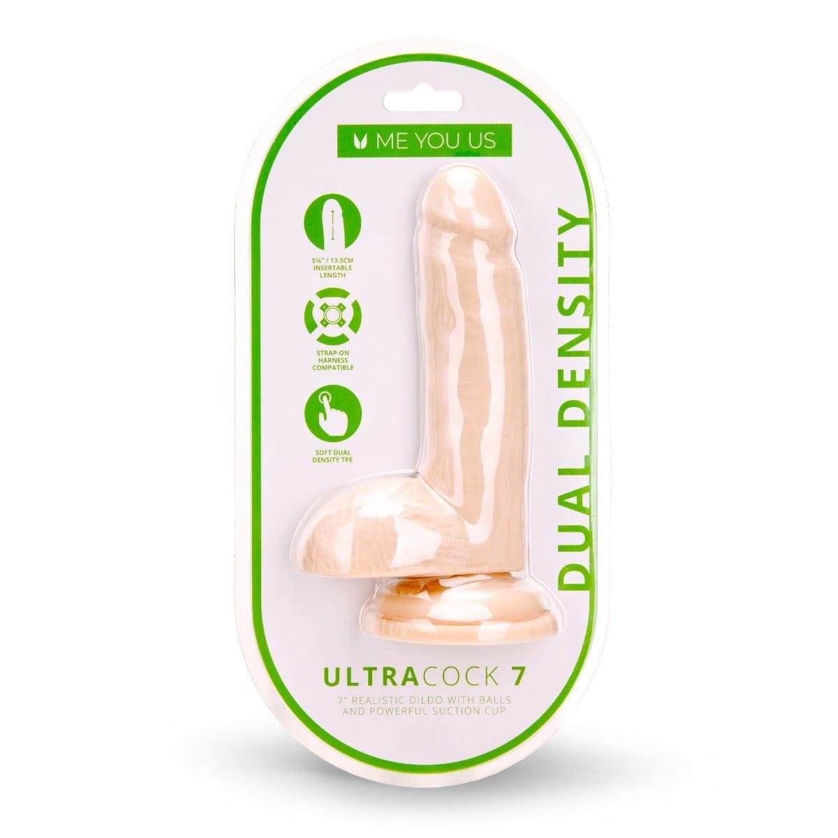 Me You Us Realistic Dildos Me You Us Ultra Cock Dual Density Dildo With Balls 7 Inch - 7 inch, Realistic