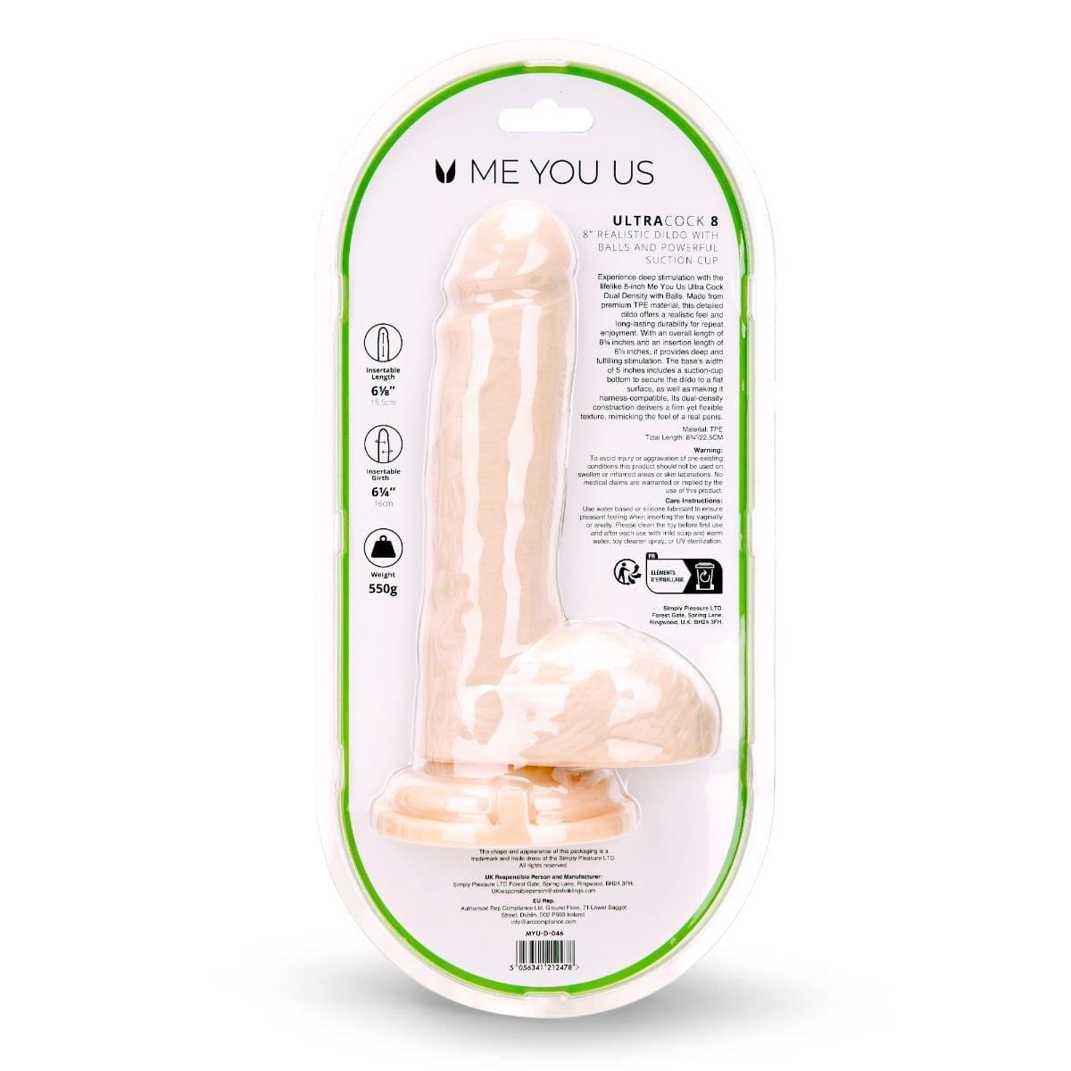 Me You Us Realistic Dildos Me You Us Ultra Cock Dual Density Dildo With Balls 8 Inch - 8 inch