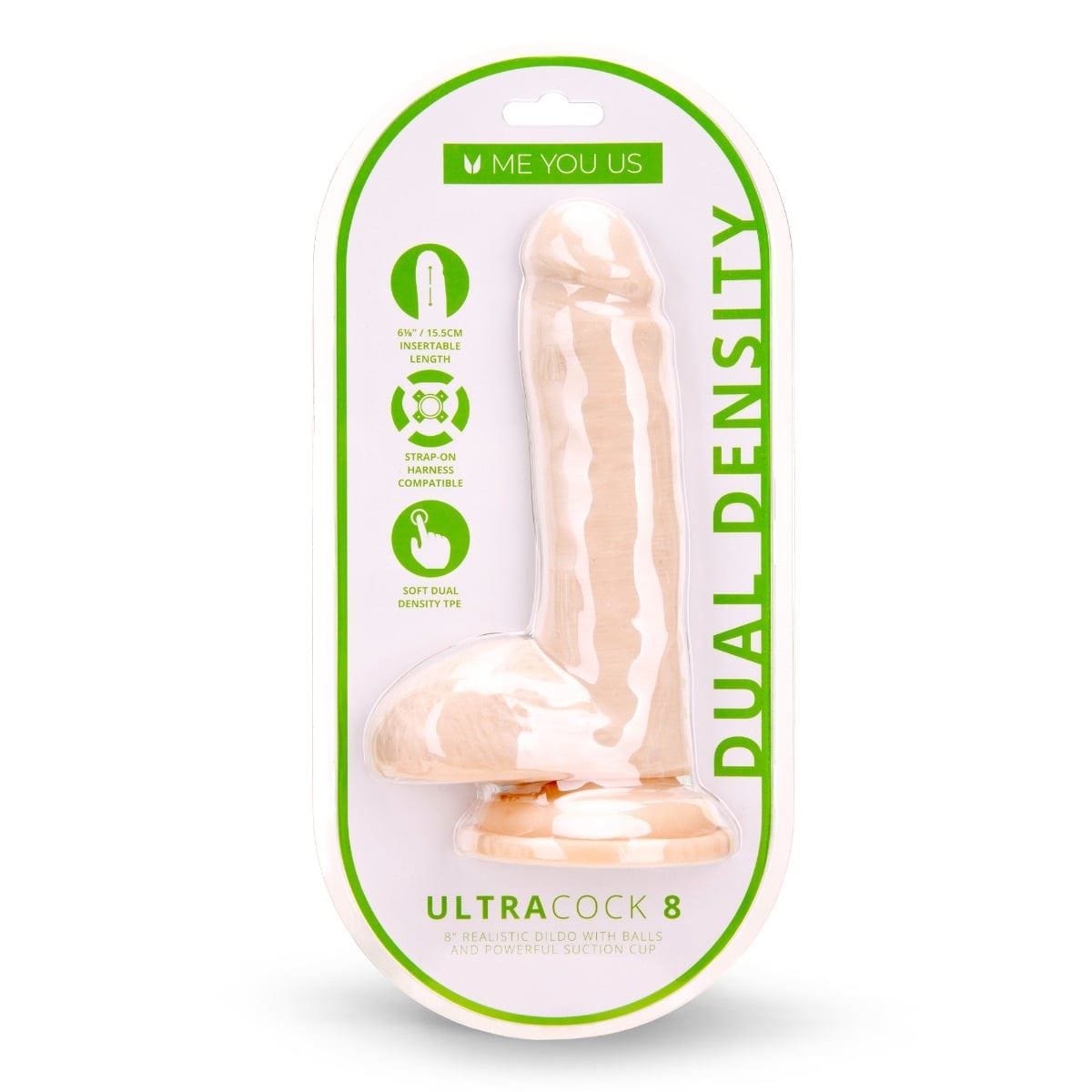 Me You Us Realistic Dildos Me You Us Ultra Cock Dual Density Dildo With Balls 8 Inch - 8 inch