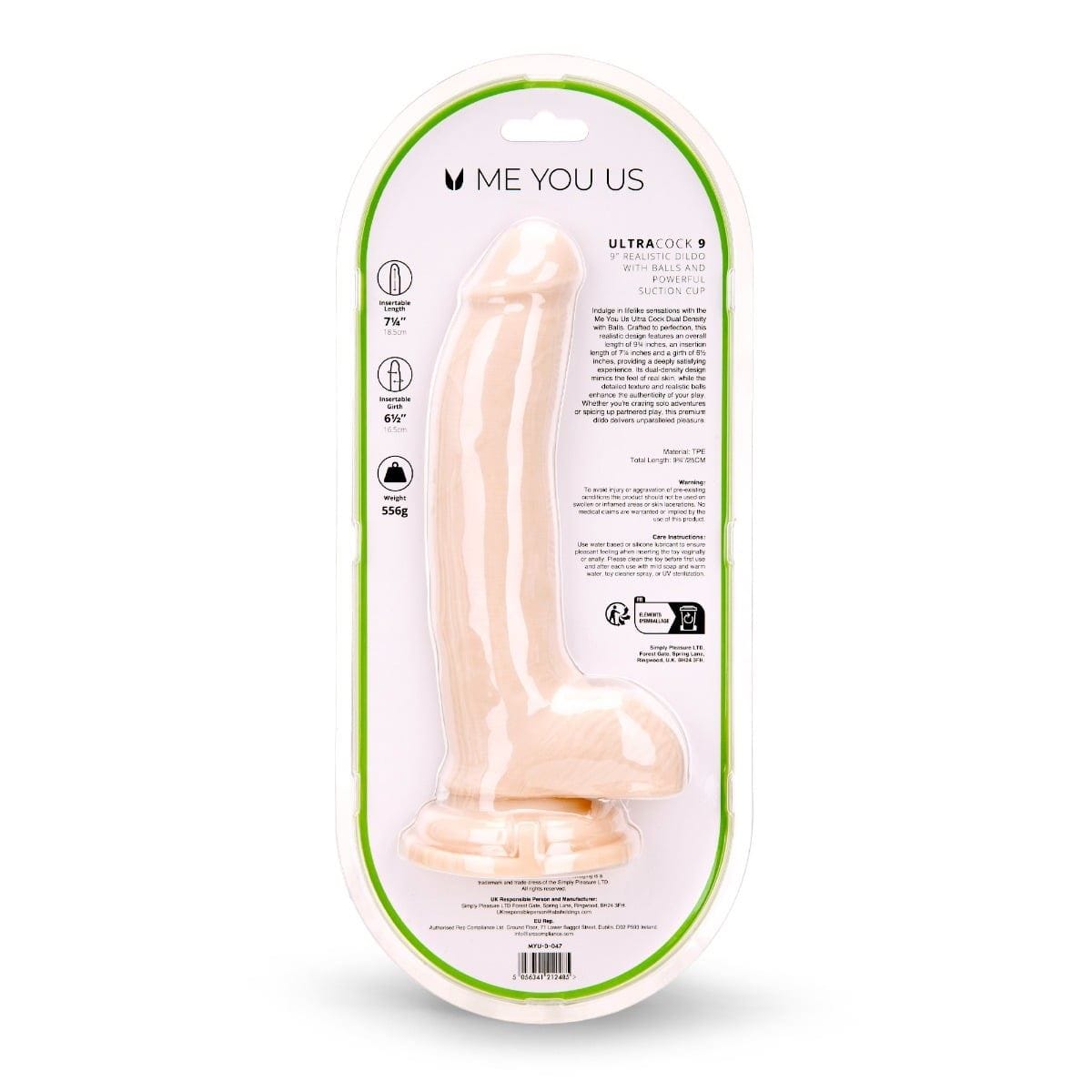 Me You Us Realistic Dildos Me You Us Ultra Cock Dual Density Dildo With Balls 9 Inch - 9 inch