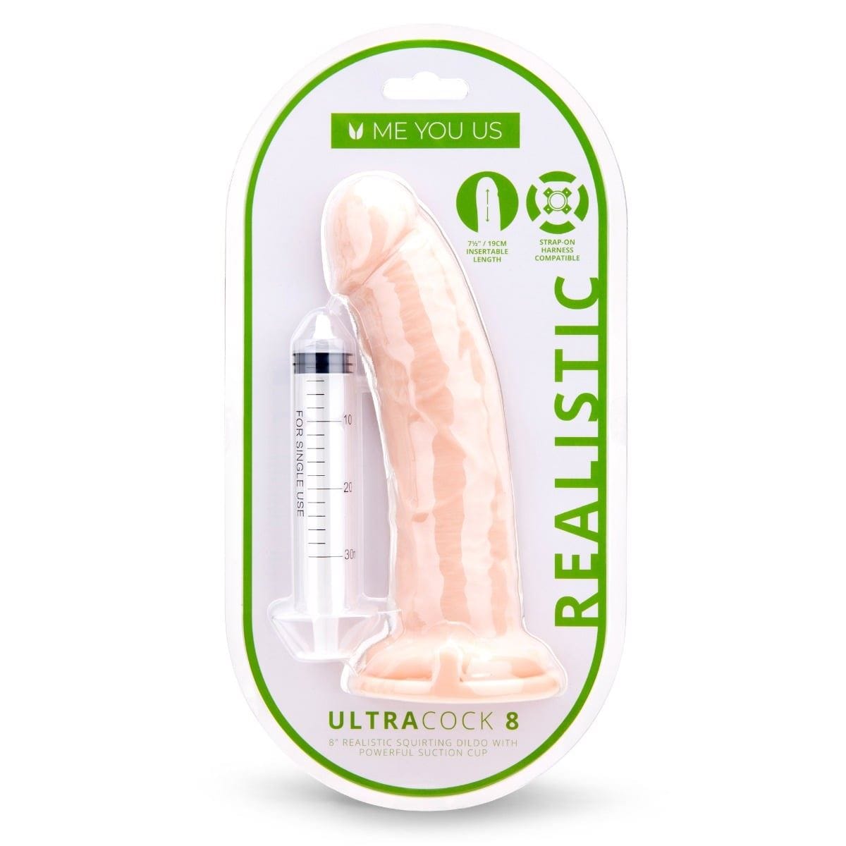 Me You Us Realistic Dildos Me You Us Ultra Cock Realistic Squirting Dildo 8" - 8 inch, Squirting