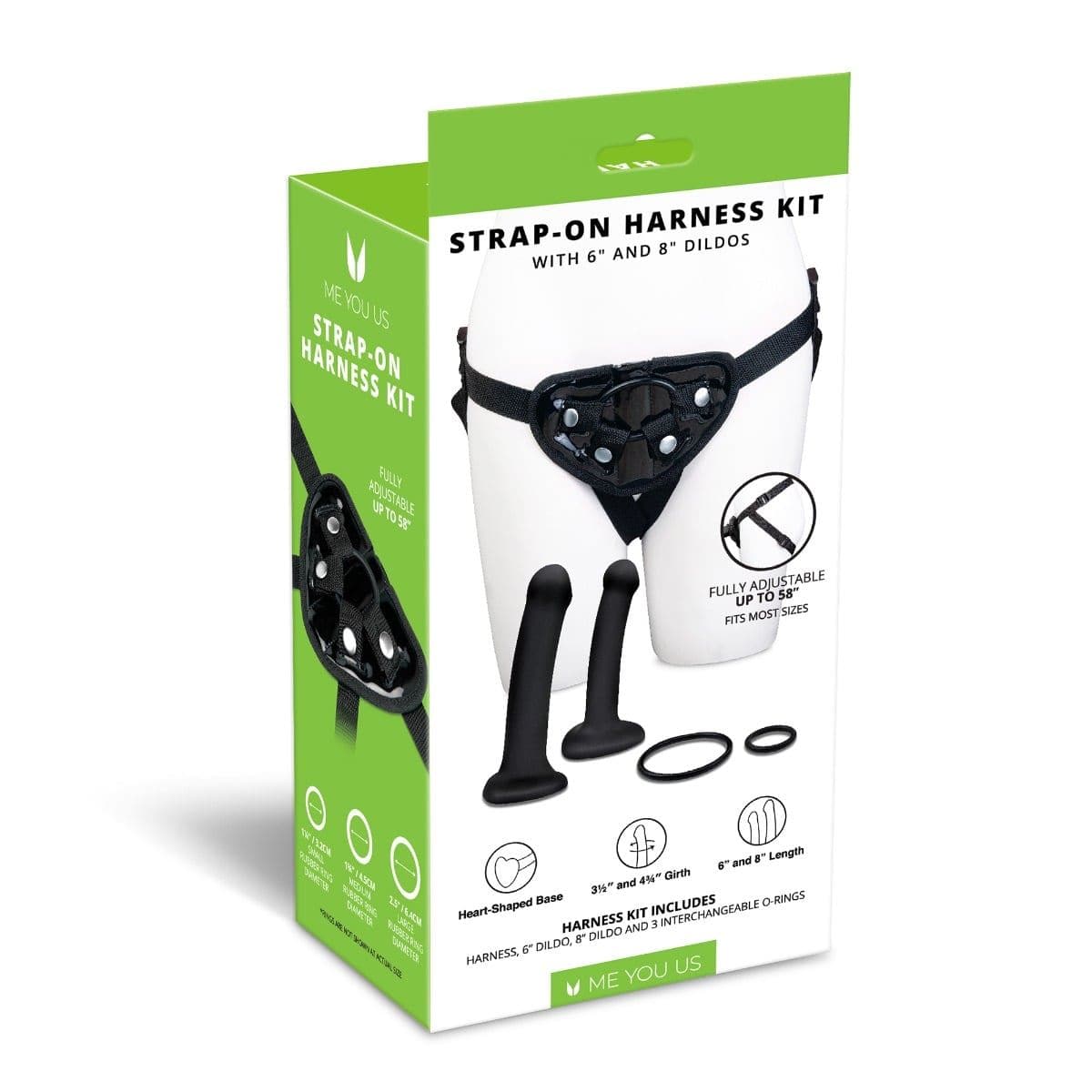 Me You Us Strap On Dildo & Harness Me You Us Strap on Harness Kit with 6 and 8inch Dildos - Complete Kit