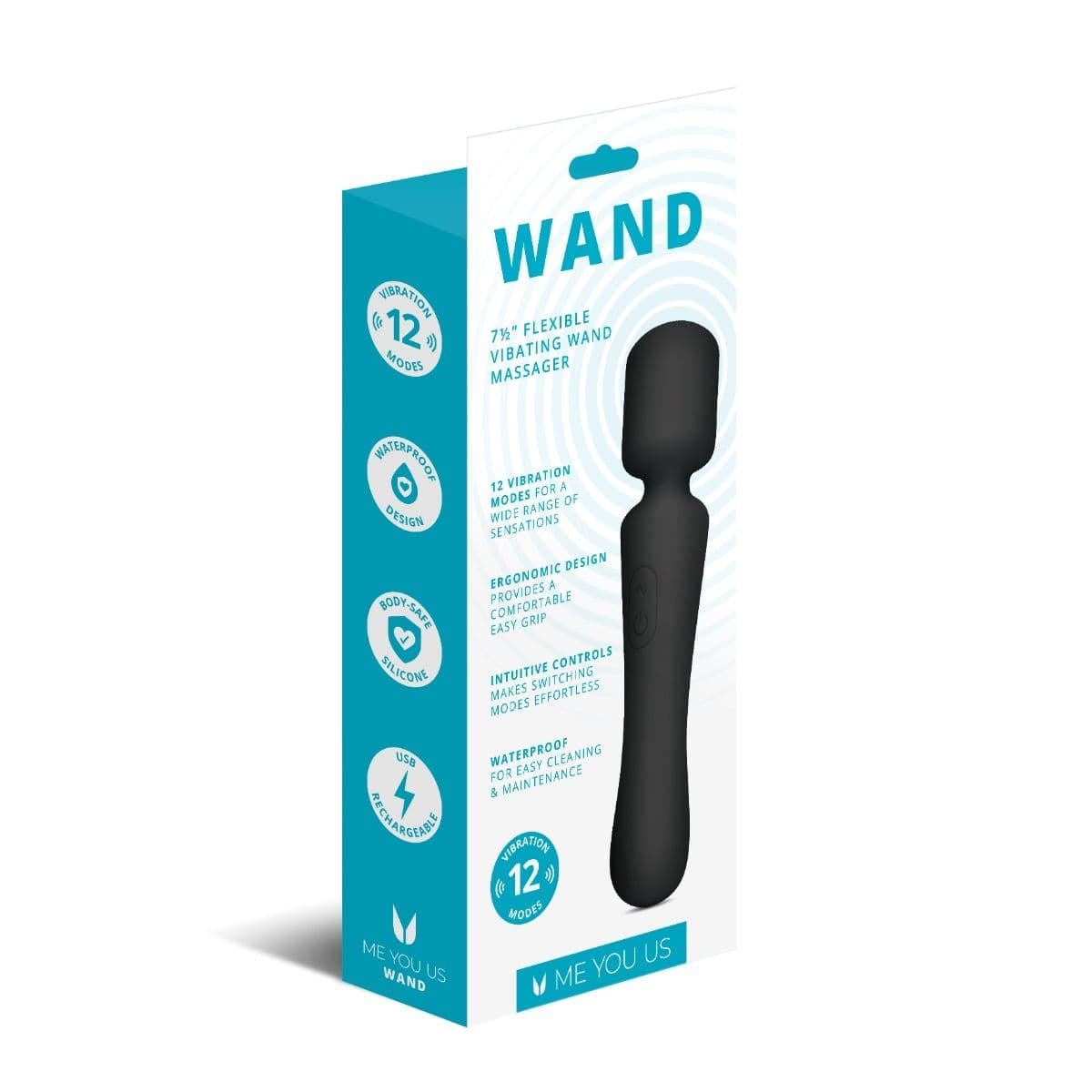 Me You Us Wand Vibrators Me You Us Wand Vibrator Black - Multiple Vibration Modes, Body-Safe Silicone