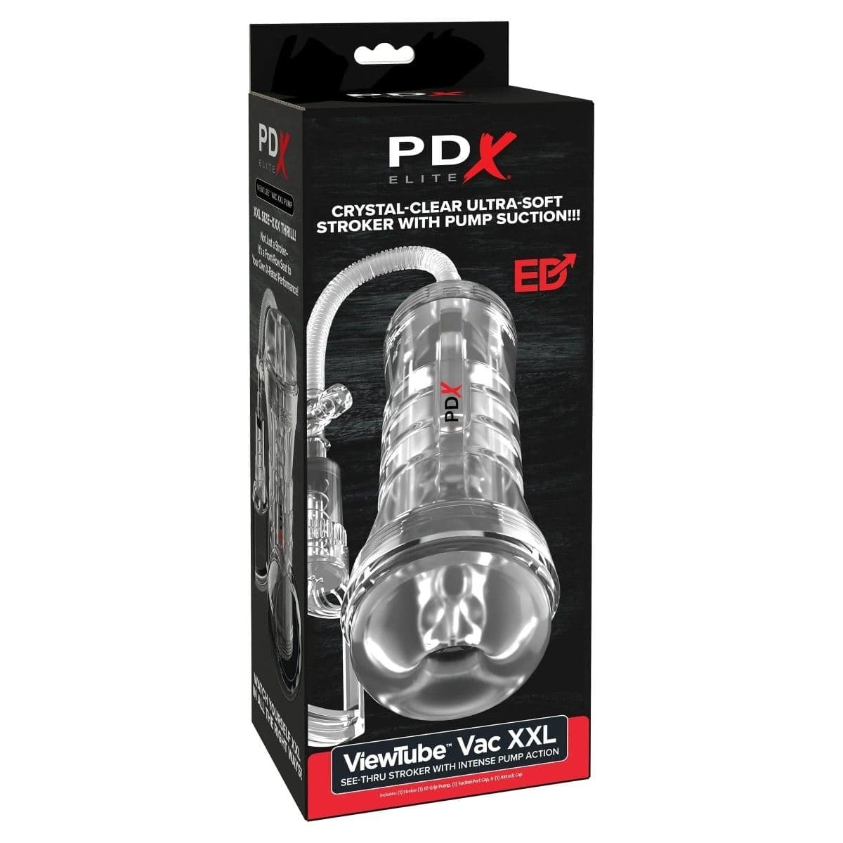 PDX Elite Male Masturbators PDX Elite ViewTube Vac XXL Pump See Thru EZ Grip Pump Stroker Clear Adult Toy