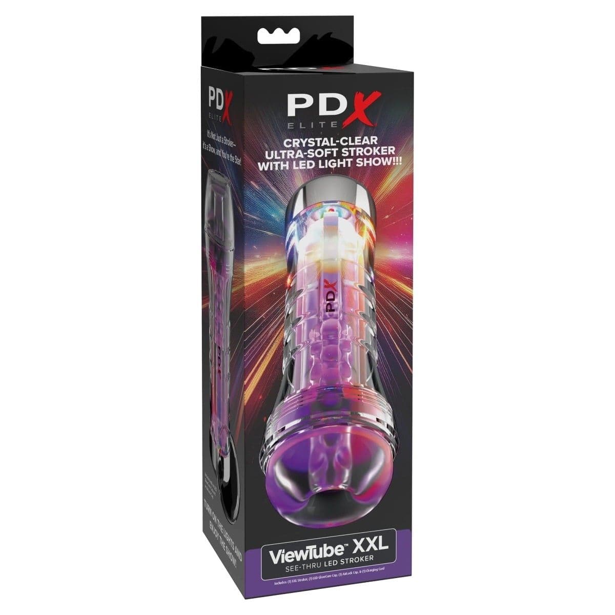 PDX Elite Male Masturbators PDX Elite ViewTube XXL See Thru EZ Grip LED Stroker Clear - Masturbator