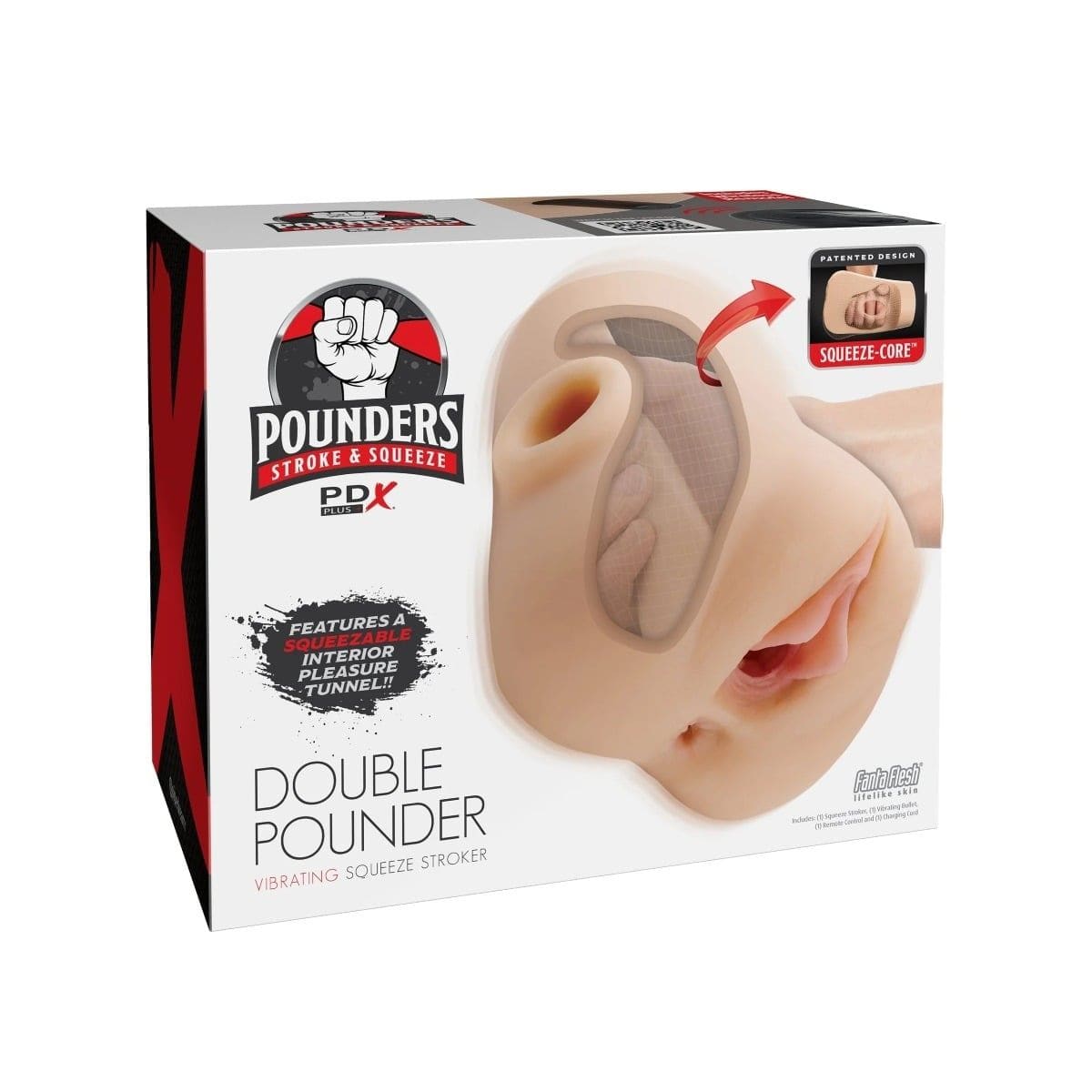 PDX Plus Male Masturbators PDX Plus Double Pounder Vibrating Squeeze Stroker Light - Masturbator, Vibrating