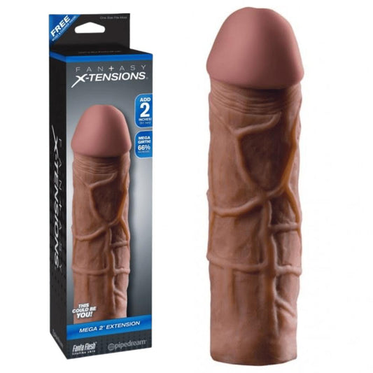 Pipedream Penis Extenders Pipedream Fantasy X-Tensions 2" | Penis Extension Cock Sleeve Brown 8" | Realistic