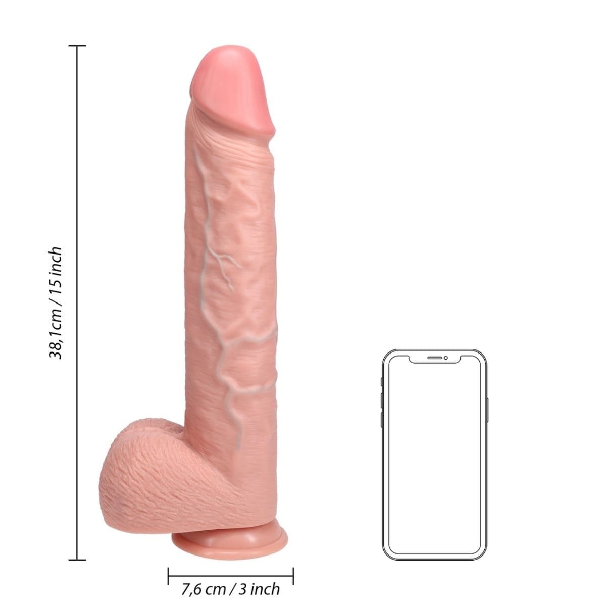 Real Rock Realistic Dildos RealRock Extra Long Dildo With Balls Flesh 15 Inch - 15 inch, realistic