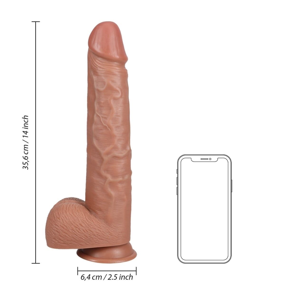 Real Rock Realistic Dildos RealRock Extra Long Dildo With Balls Tan 14 Inch - 14 inch, realistic