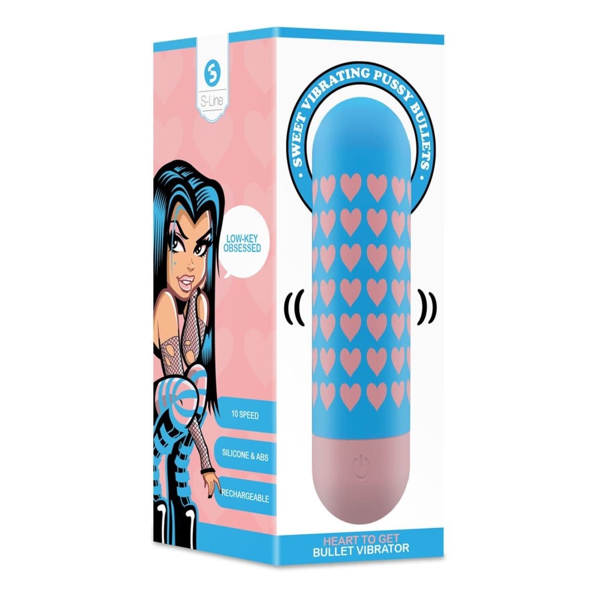 S-Line Bullets S-Line Heart To Get Bullet Vibrator Blue Pink - Vibrator, Vibrating, Multi-Speed