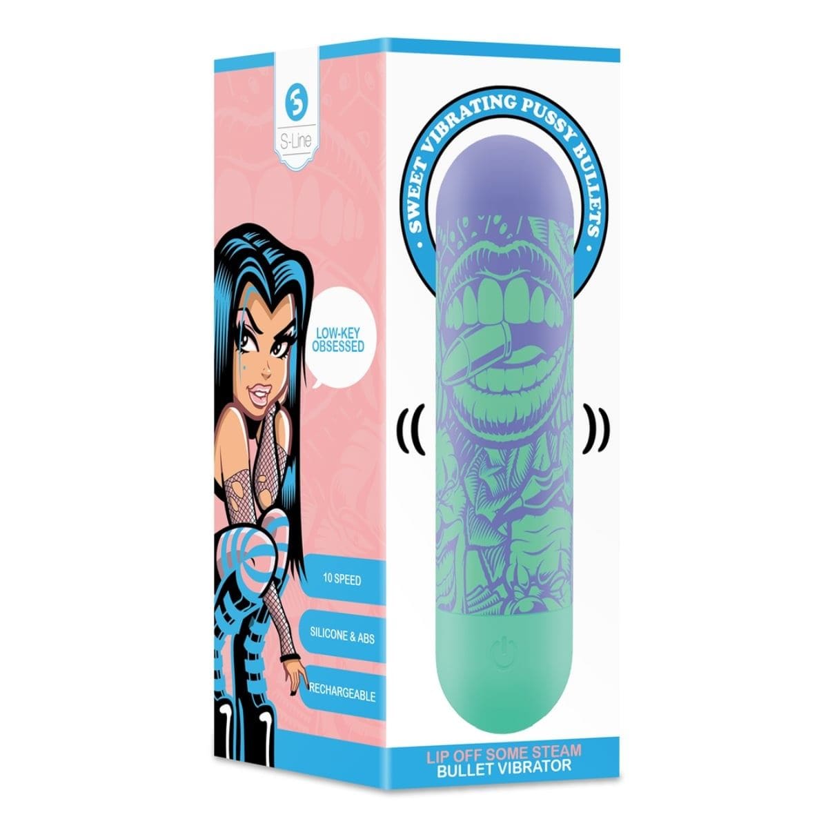 S-Line Bullets S-Line Lip Off Some Steam Bullet Vibrator Green Purple - Vibrator