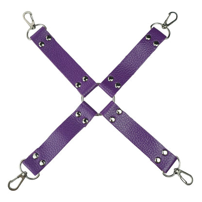 BDSM 10 Piece Cuffs Whip Rope Nipple Clamps Kit Purple - Spanksy