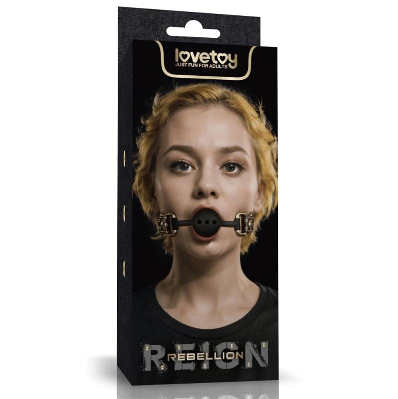 Spanksy Gags Lovetoy Rebellion Reign Ball Gag PU Leather Silicone BDSM Bondage Black