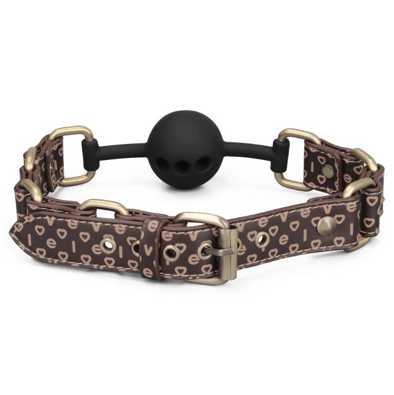 Spanksy Gags Lovetoy Rebellion Reign Ball Gag PU Leather Silicone BDSM Bondage Black