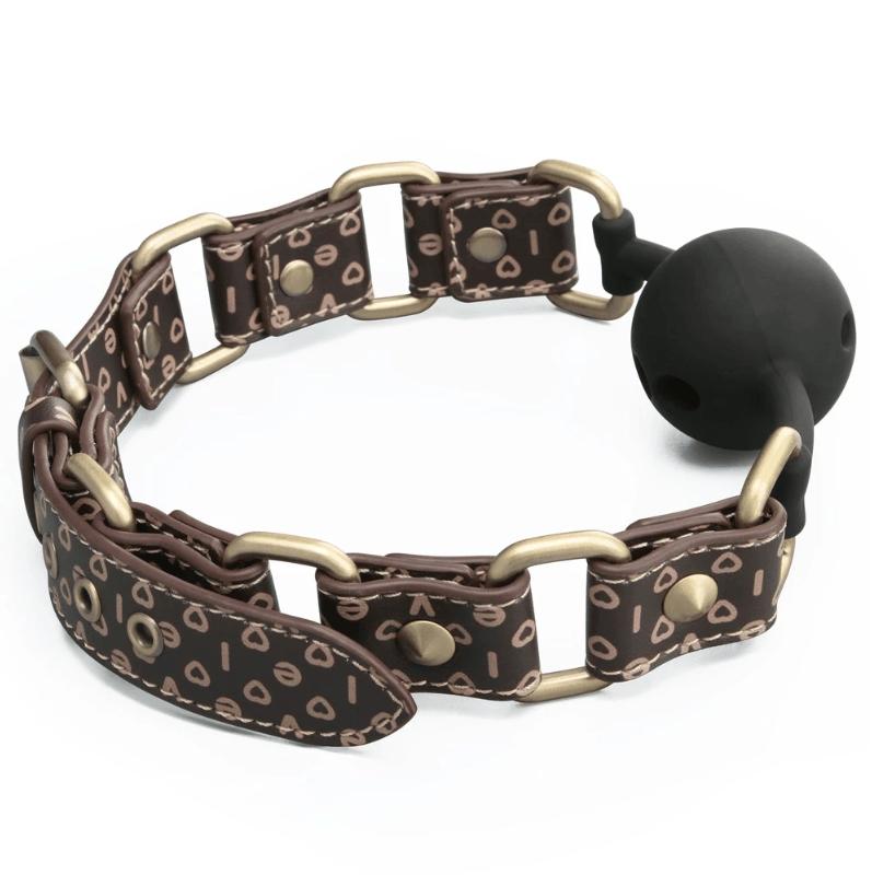 Spanksy Gags Lovetoy Rebellion Reign Ball Gag PU Leather Silicone BDSM Bondage Black