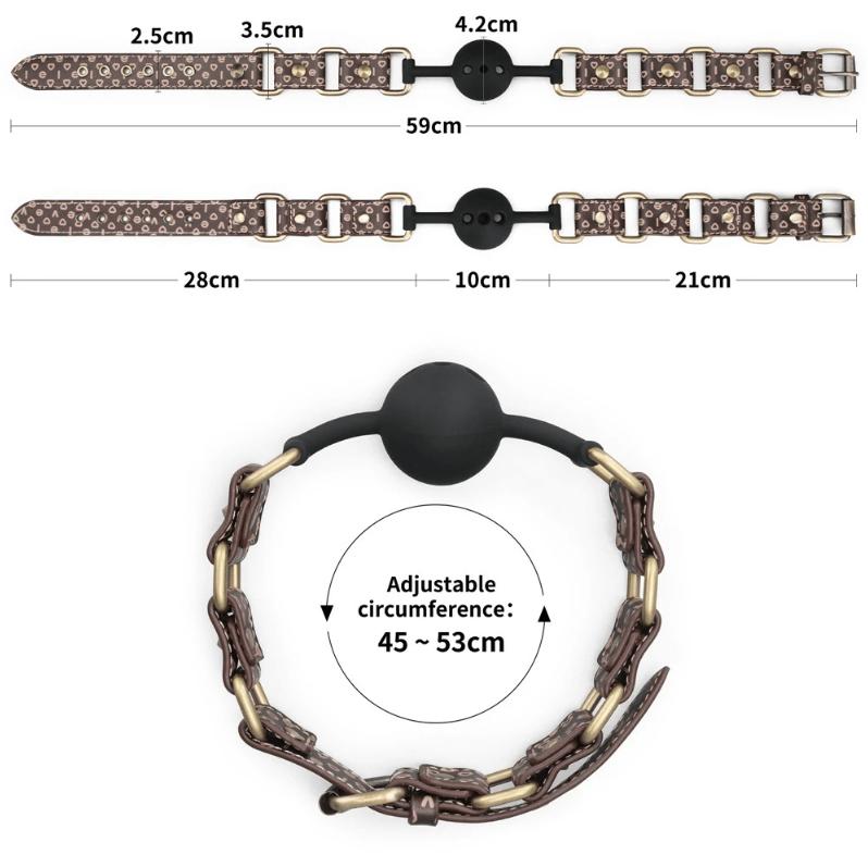 Spanksy Gags Lovetoy Rebellion Reign Ball Gag PU Leather Silicone BDSM Bondage Black