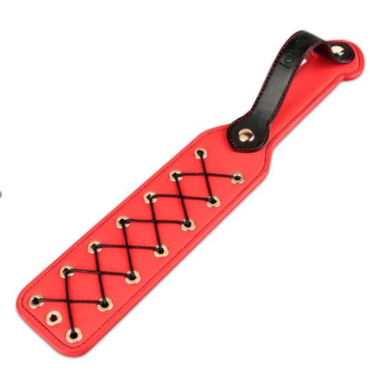 Spanksy Paddles Premium BDSM Paddle - Lovetoy 15'' Rebellion Reign Rope Spanking Flogger - Red