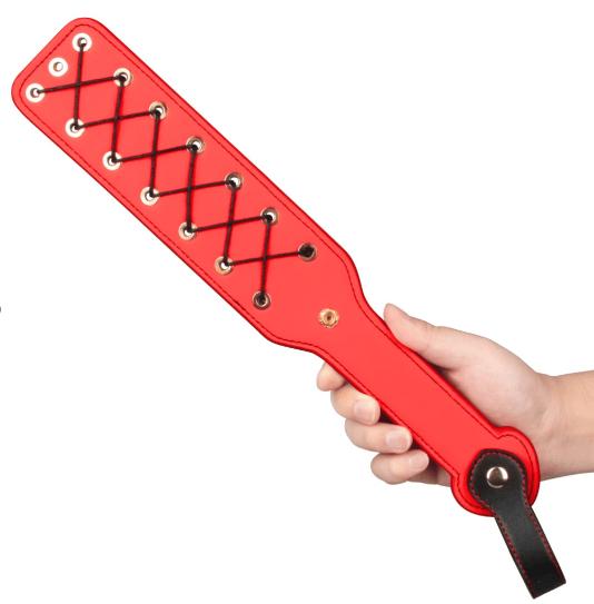 Spanksy Paddles Premium BDSM Paddle - Lovetoy 15'' Rebellion Reign Rope Spanking Flogger - Red