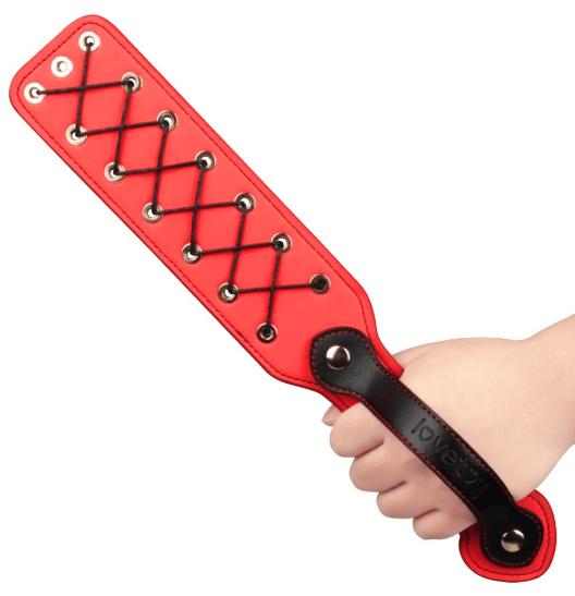 Spanksy Paddles Premium BDSM Paddle - Lovetoy 15'' Rebellion Reign Rope Spanking Flogger - Red