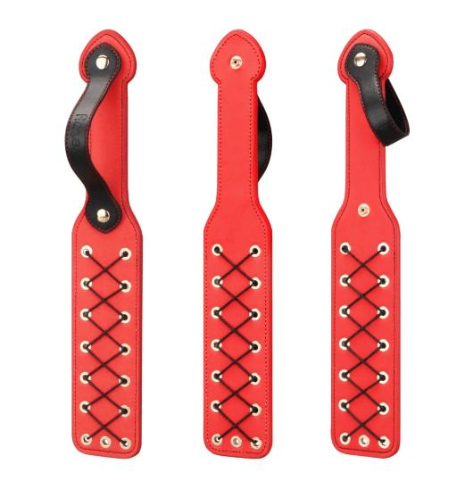 Spanksy Paddles Premium BDSM Paddle - Lovetoy 15'' Rebellion Reign Rope Spanking Flogger - Red