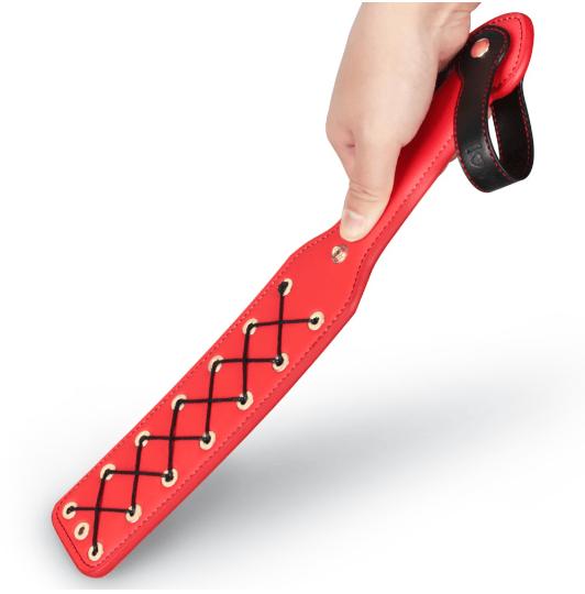 Spanksy Paddles Premium BDSM Paddle - Lovetoy 15'' Rebellion Reign Rope Spanking Flogger - Red