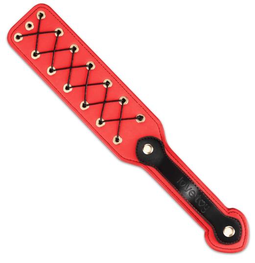 Spanksy Paddles Premium BDSM Paddle - Lovetoy 15'' Rebellion Reign Rope Spanking Flogger - Red