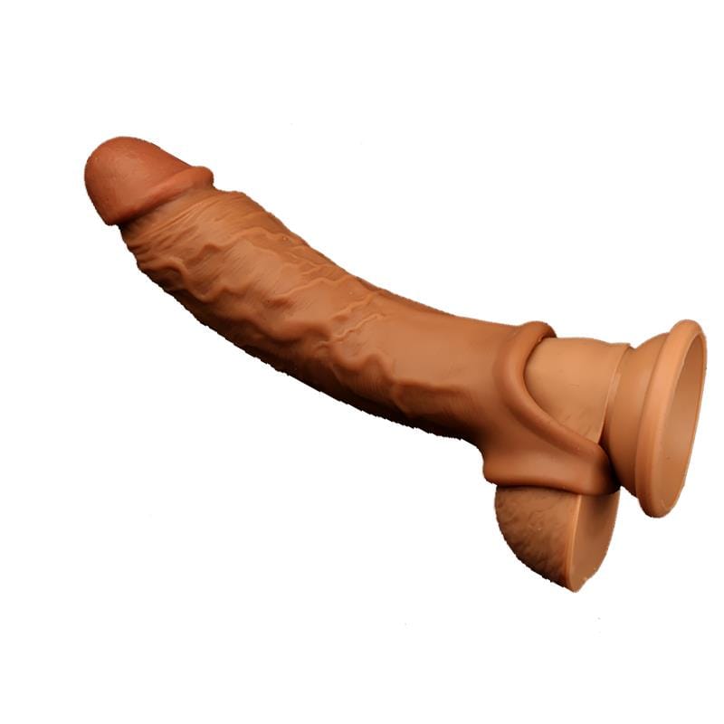 Spanksy Penis Extenders Penis Extender Enlarger Girth 6.5 Inches Cock Sleeve Mocha Real Feel
