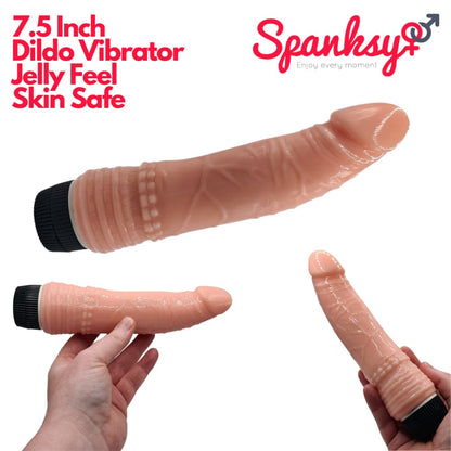 Spanksy Realistic Vibrators Spanksy 7.5" Classic Realistic Jelly Vibrator Dildo Flesh