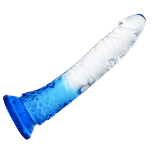 Spanksy Strap On Dildos Clear Faded Blue 8.5 Inch Strap-On Dildo with Veined Shaft and Strong Suction Base