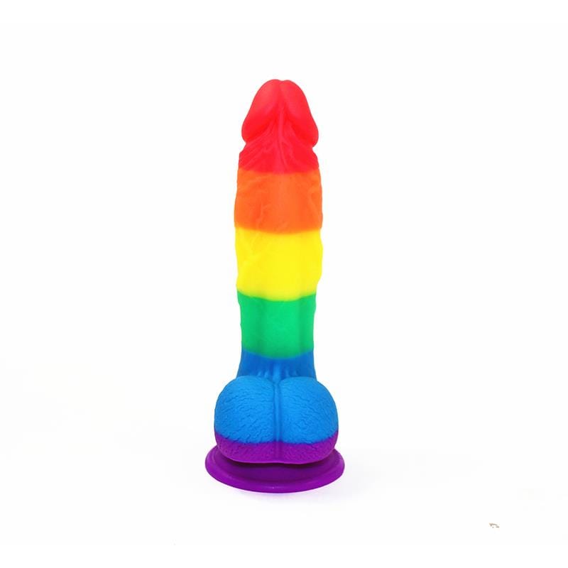 Spanksy Strap On Dildos Pride Rainbow Silicone Dildo with Suction Cup: 7.5 Inch Strap-On Toy