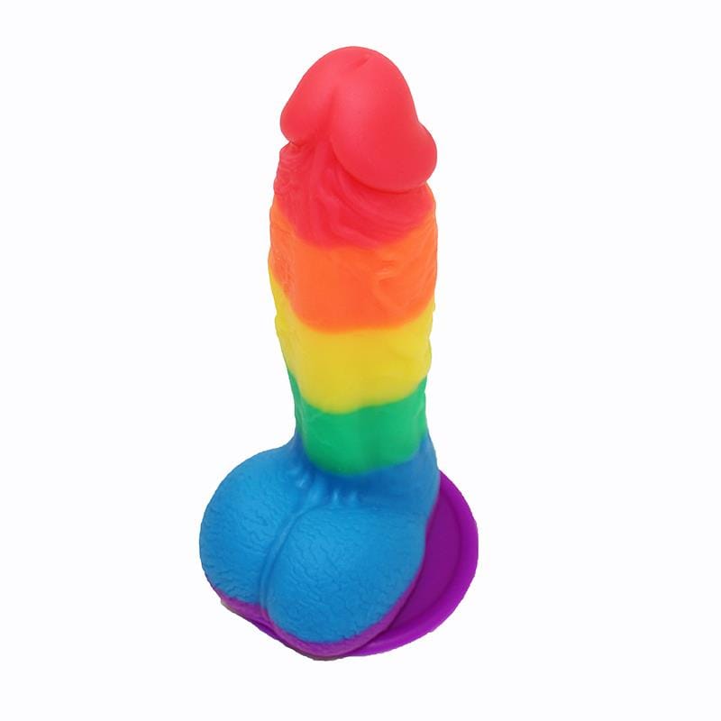 Spanksy Strap On Dildos Pride Rainbow Silicone Dildo with Suction Cup: 7.5 Inch Strap-On Toy