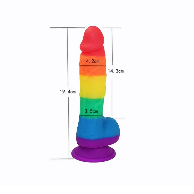 Spanksy Strap On Dildos Pride Rainbow Silicone Dildo with Suction Cup: 7.5 Inch Strap-On Toy