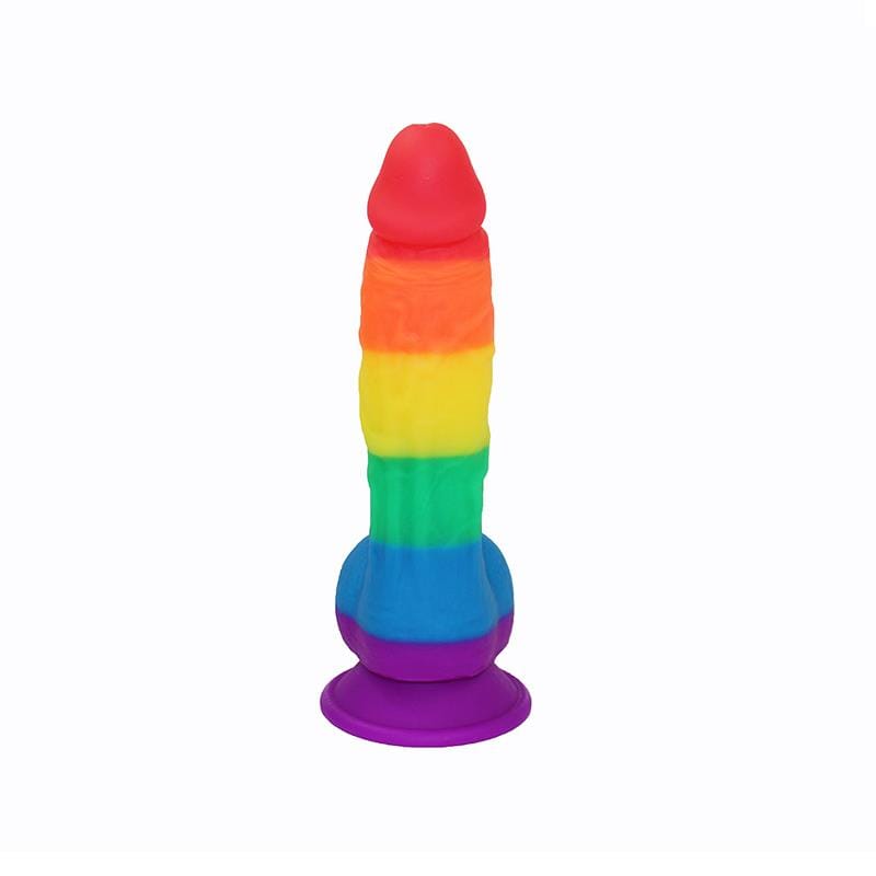 Spanksy Strap On Dildos Pride Rainbow Silicone Dildo with Suction Cup: 7.5 Inch Strap-On Toy