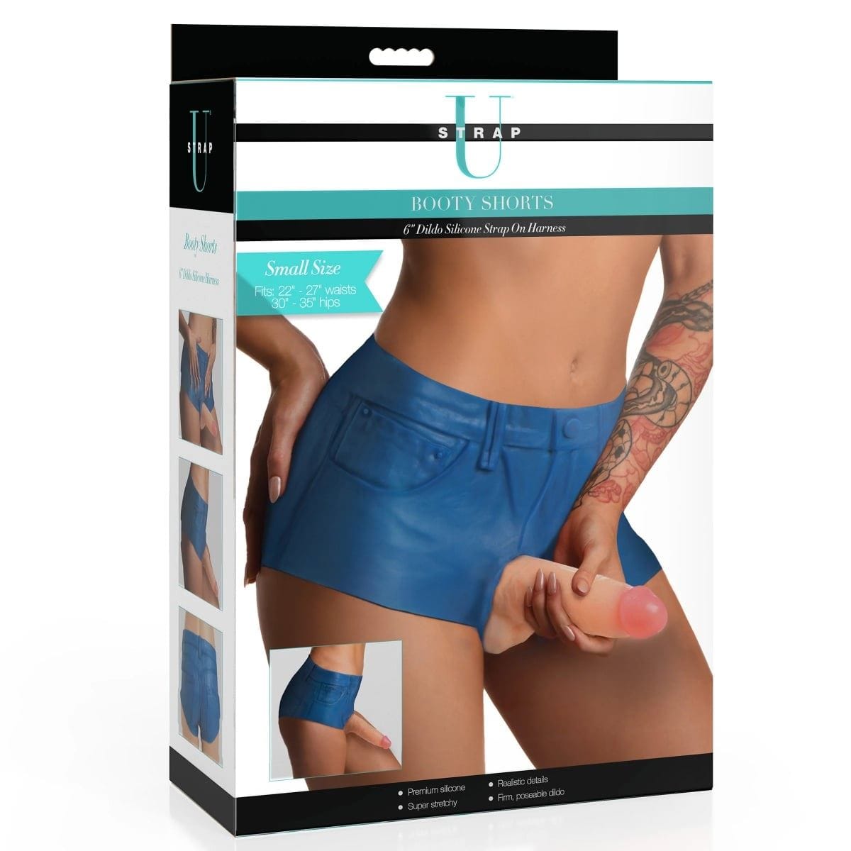 Strap U Strap On Dildo & Harness Strap U Booty Shorts 6" Dildo Silicone Strap On Harness Small - Dildo, Harness