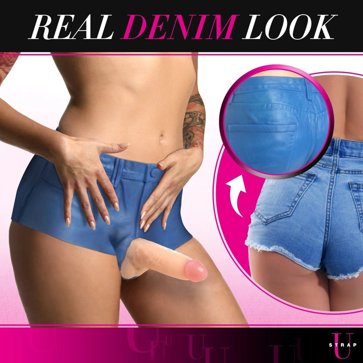Strap U Strap On Dildo & Harness Strap U Booty Shorts 6" Dildo Silicone Strap On Harness Small - Dildo, Harness