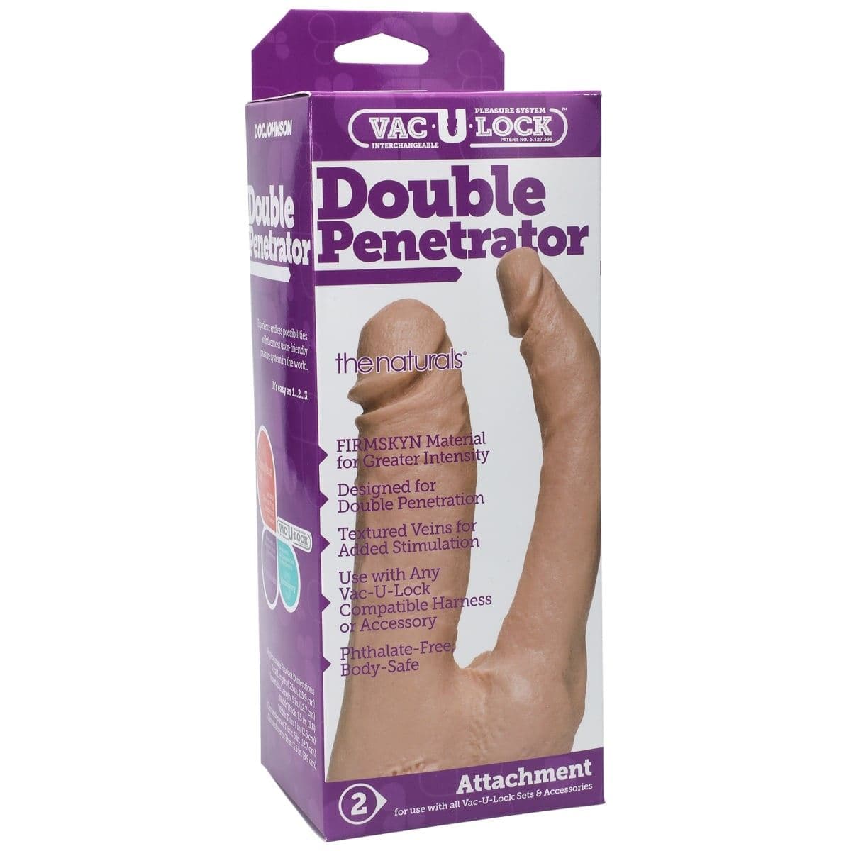Vac-U-Lock Realistic Dildos Doc Johnson Double Penetrator Naturals Vac U Lock White Dildo - Vac-U-Lock