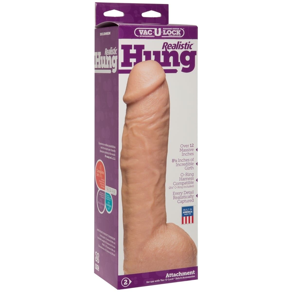 Vac-U-Lock Realistic Dildos Doc Johnson Realistic Hung Vac U Loc White - realistic Dildo