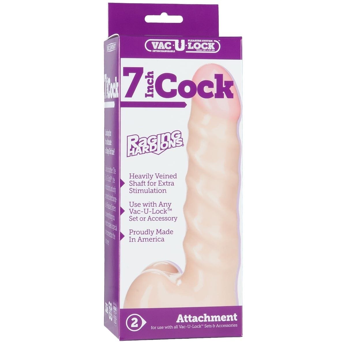 Vac-U-Lock Realistic Dildos Doc Johnson Vac U Lock Raging Hard Ons Cock Dildo 7inch Vanilla - 7 inch